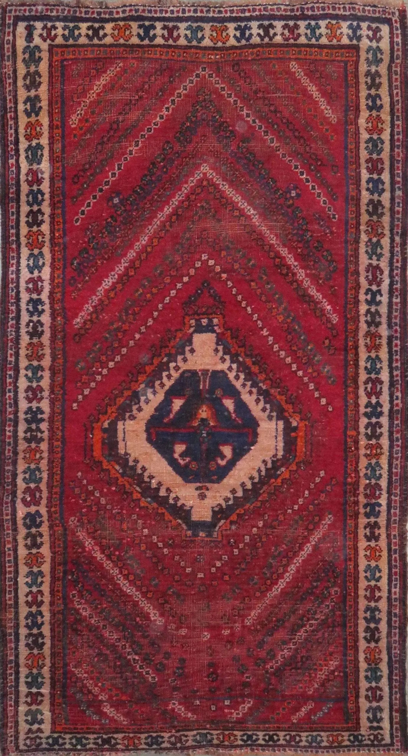 One Of The Kind Hand-Knotted Persian Wool Rug _ Luxurious Vintage Design, 6'2" x 3'5", Artisan Crafted